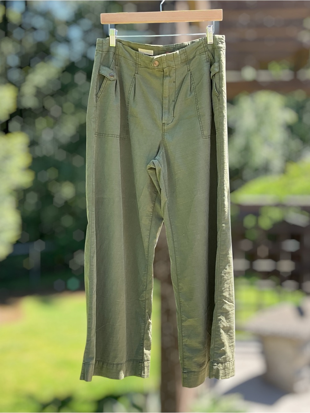 PILCRO Anthropologie Olive Green Wide Leg Pants Size 30 EUC - Picture 2 of 14